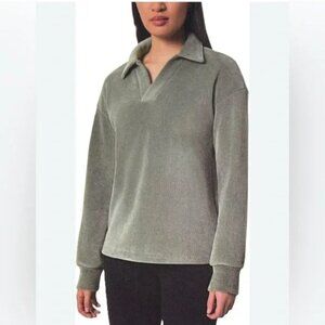 Mondetta Ladies Corduroy Fleece Pullover Sage Green Size Large Fall Loungewear